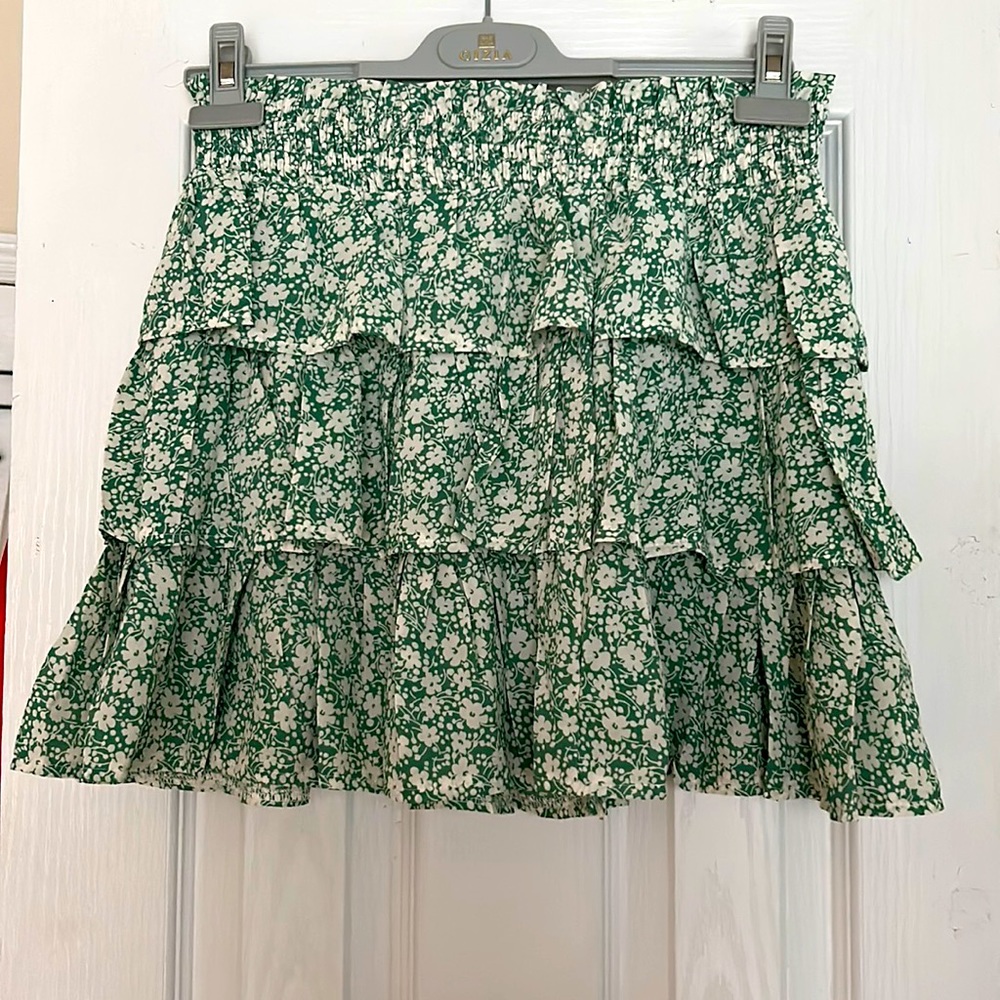 💚Green floral skirt